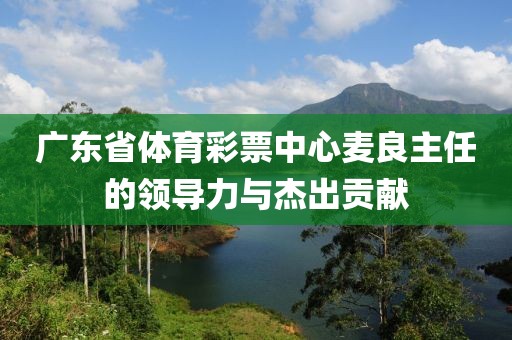 广东省体育彩票中心麦良主任的领导力与杰出贡献